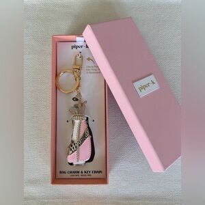 Piper K Viral Pink Golf Bag Charm Keychain ~ Bling Purse Charm ~ NIB/NWT